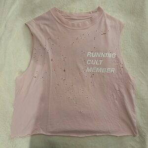 Sleeveless satisfy running possessed tee cropped